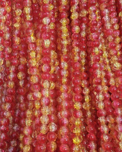 8 mm Crack Red & Yellow Beads
