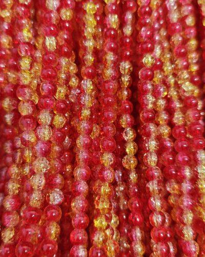 8 mm Crack Red & Yellow Beads