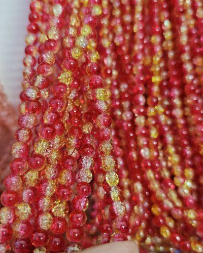 8 mm Crack Red & Yellow Beads