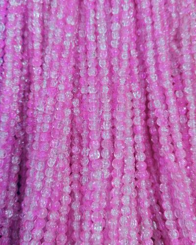 8 mm Crack Hot Pink & White Beads