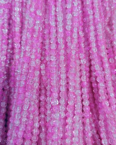 8 mm Crack Hot Pink & White Beads