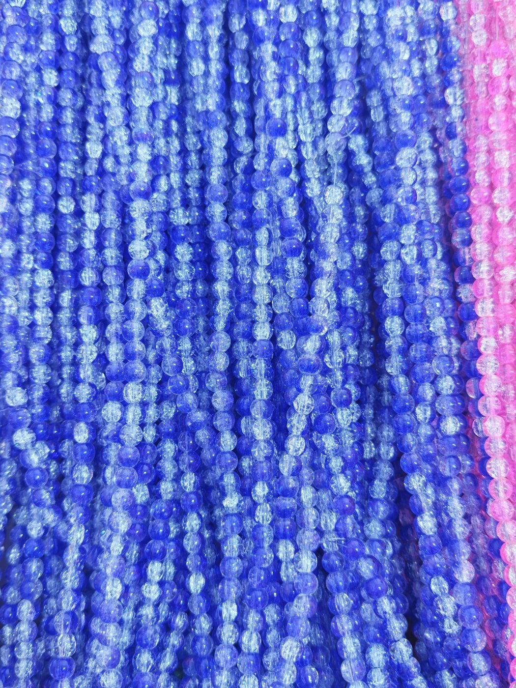 8 mm Crack Royal Blue & White Beads