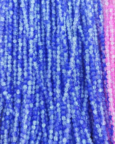 8 mm Crack Royal Blue & White Beads