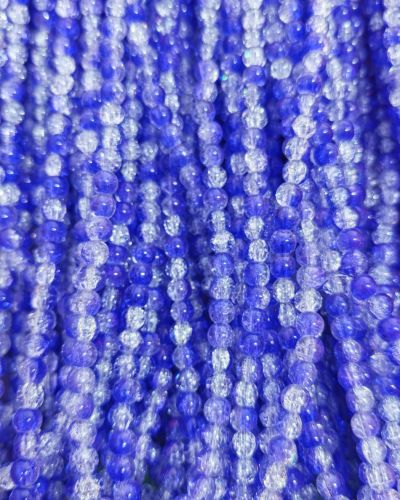 8 mm Crack Royal Blue & White Beads