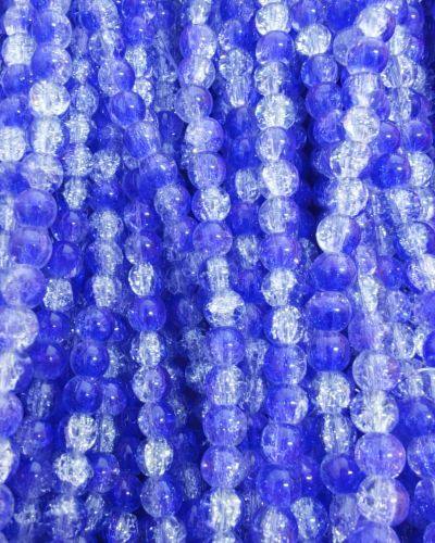 8 mm Crack Royal Blue & White Beads