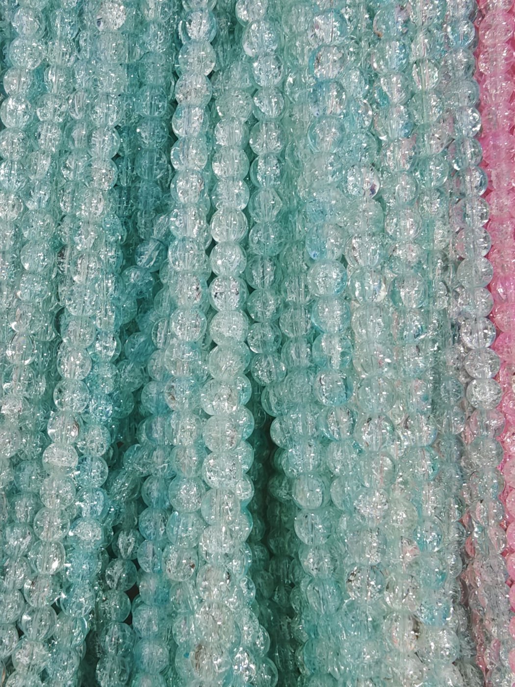 8 mm Crack Aqua Beads
