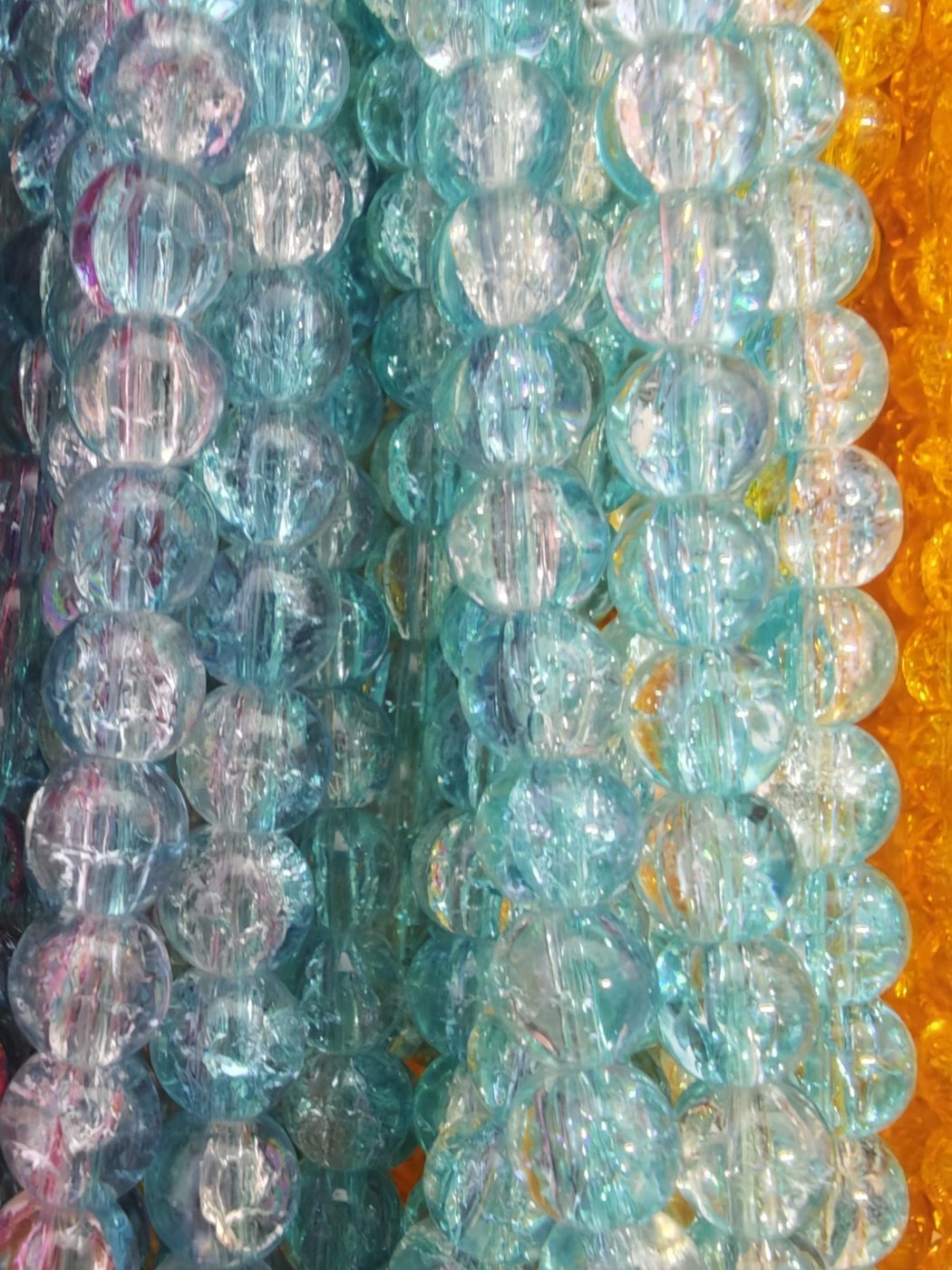 8 mm Crack Aqua Blue Beads