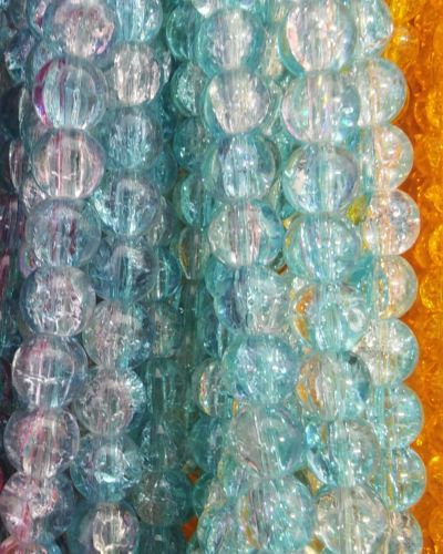8 mm Crack Aqua Blue Beads