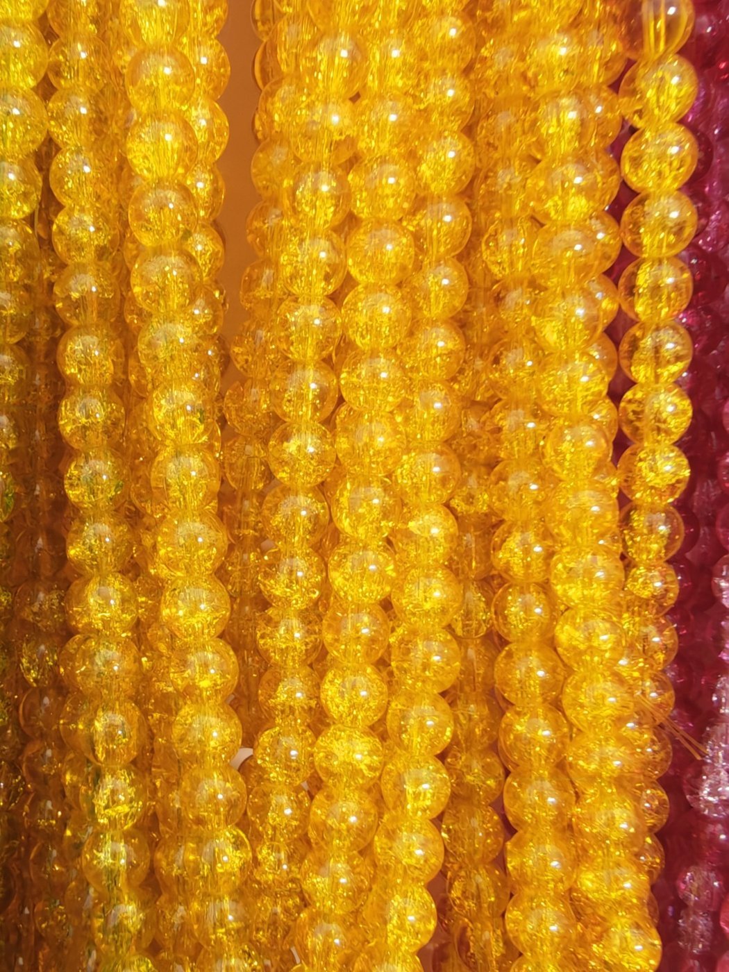 8 mm Crack Golden Yellow Beads