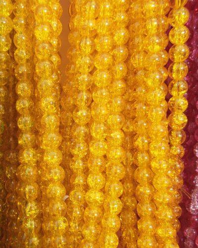8 mm Crack Golden Yellow Beads