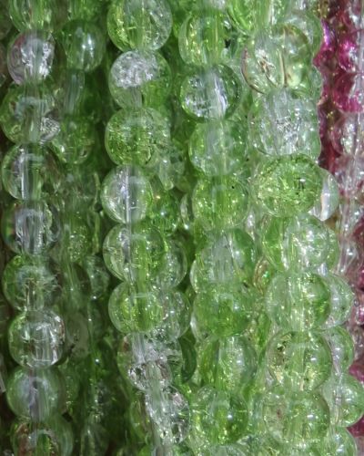 8 mm Crack Light Green Beads