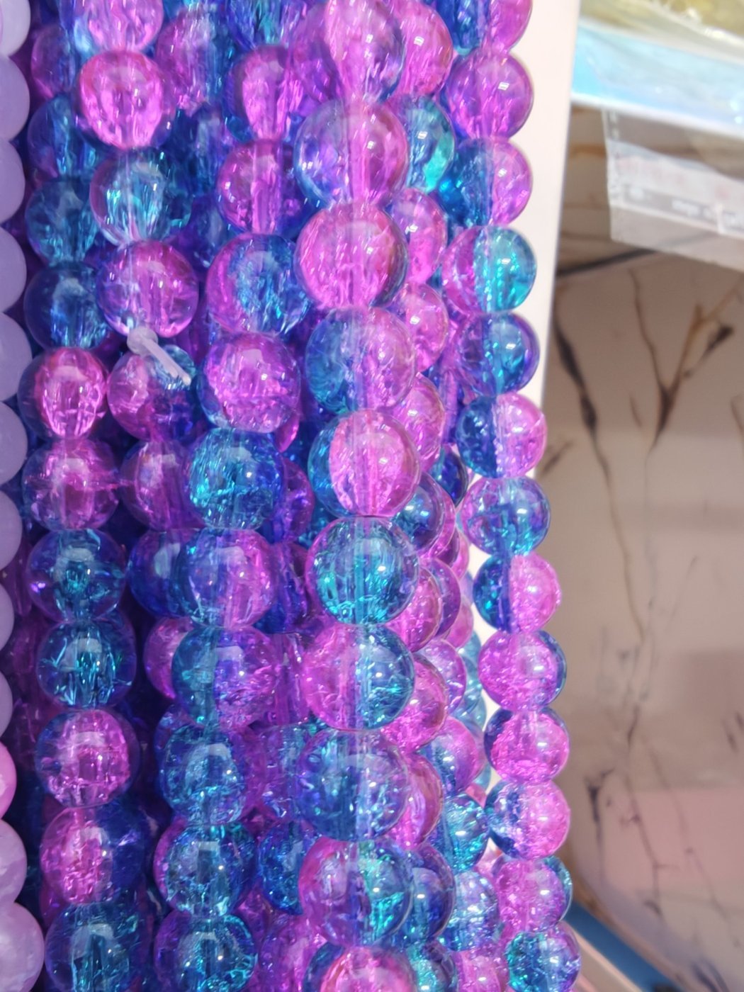 8 mm Crack Purple & Blue Beads