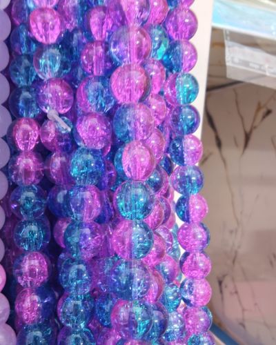 8 mm Crack Purple & Blue Beads