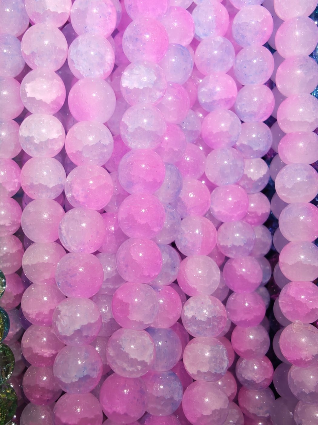 8 mm Crack Pink & Lilac Beads