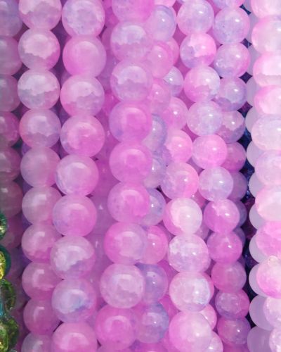 8 mm Crack Pink & Lilac Beads