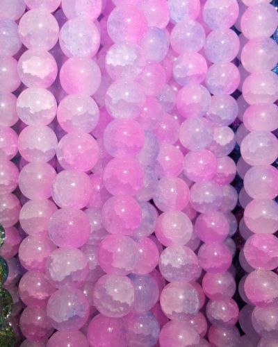8 mm Crack Pink & Lilac Beads