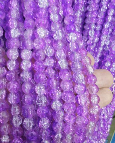 8 mm Crack Violet & White Beads