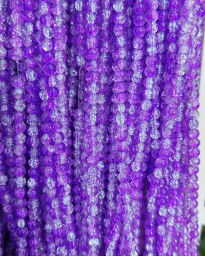 8 mm Crack Violet & White Beads