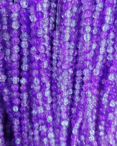 8 mm Crack Violet & White Beads