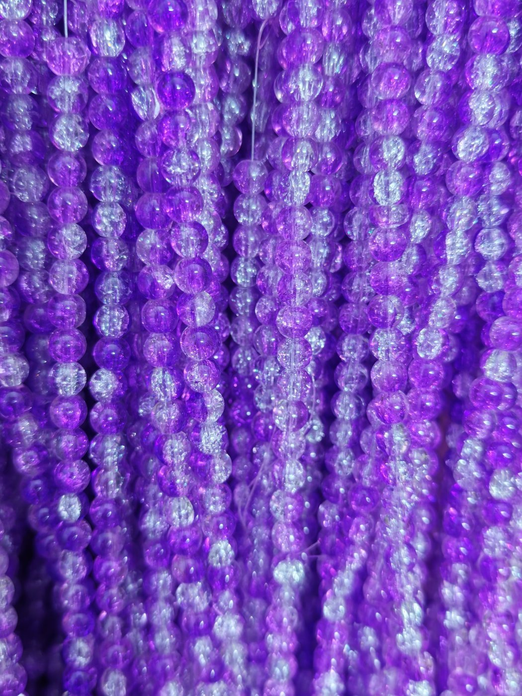 8 mm Crack Violet & White Beads