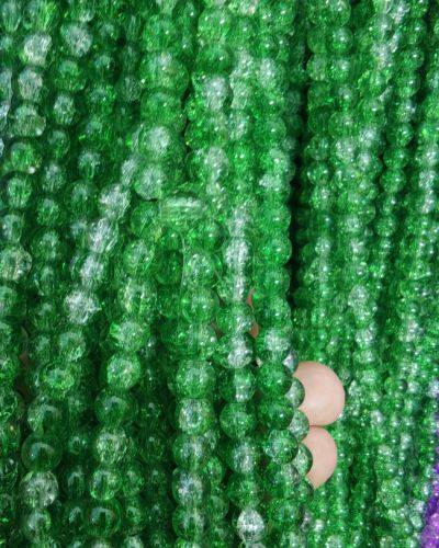 8 mm Crack Green & White Beads