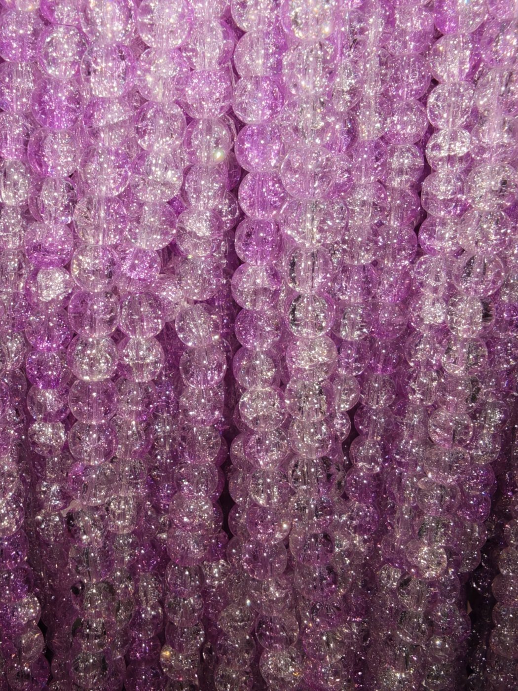 8 mm Crack Orchid & White Beads