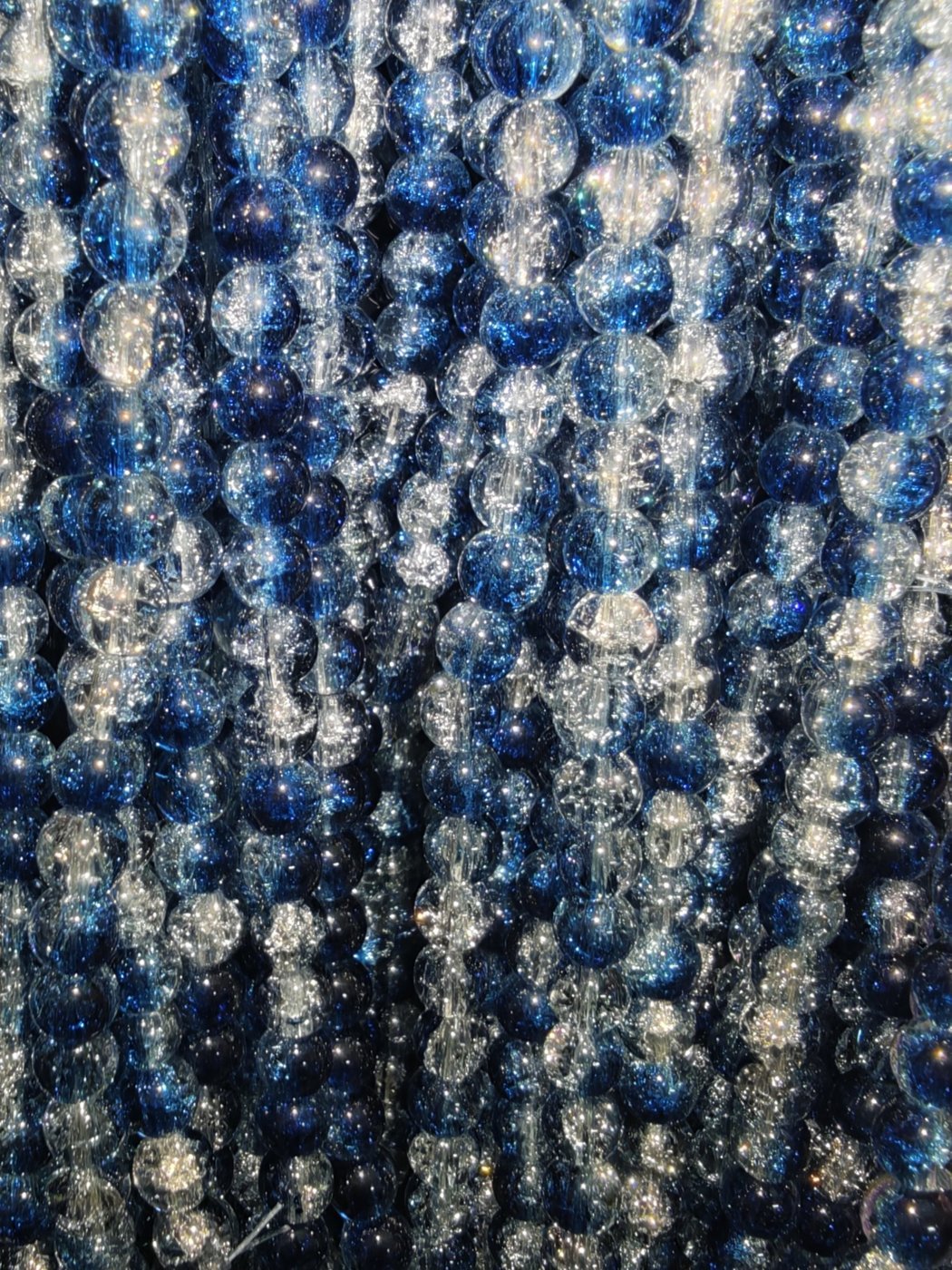 8 mm Crack Sapphire Blue & White Beads