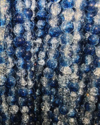 8 mm Crack Sapphire Blue & White Beads