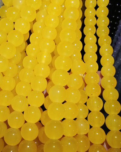 8 mm Plain Bright Yellow Beads