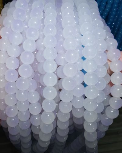 8 mm Plain Milky White Beads
