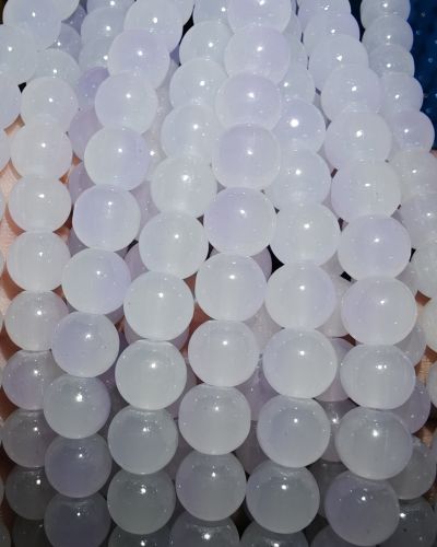 8 mm Plain Milky White Beads