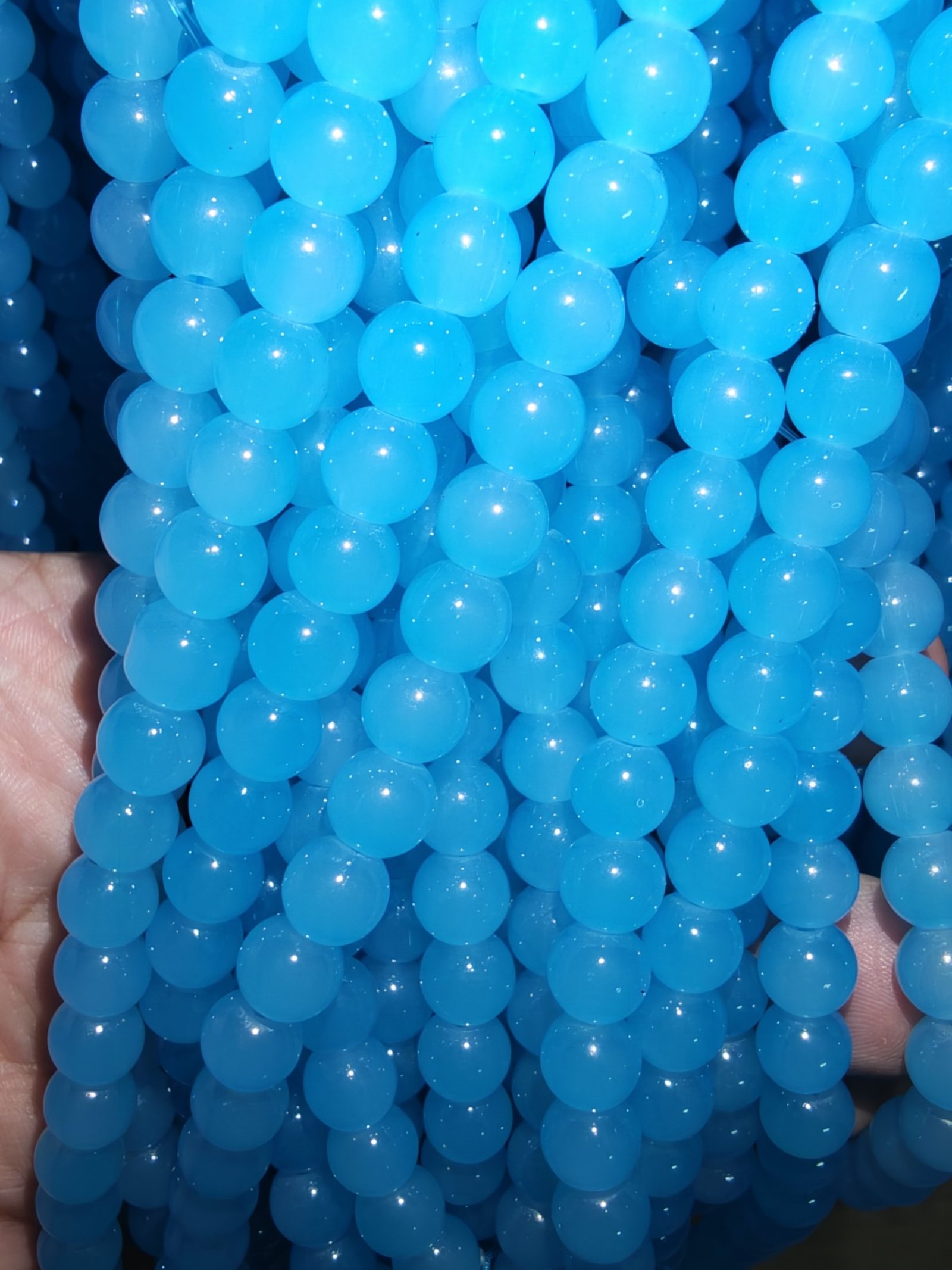 8 mm Plain Sky Blue Beads