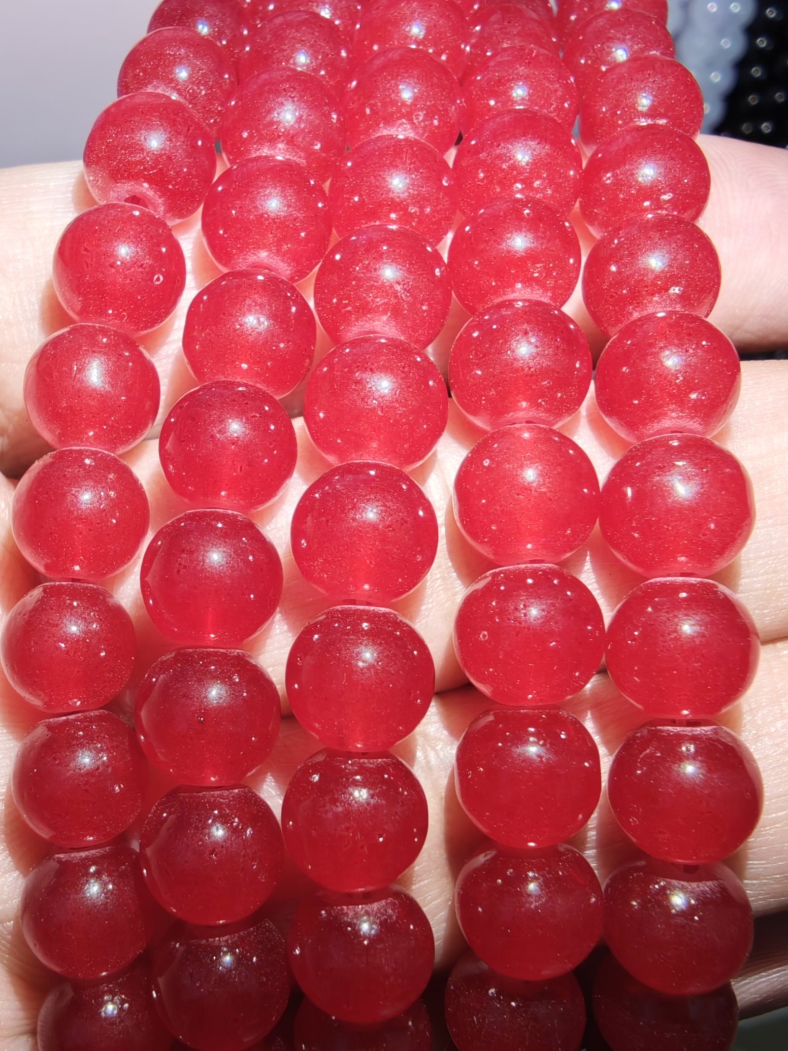 8 mm Plain Strawberry Red Beads
