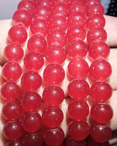 8 mm Plain Strawberry Red Beads