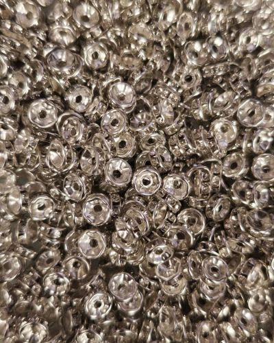 Rhinestone Rondelle Spacers Silver