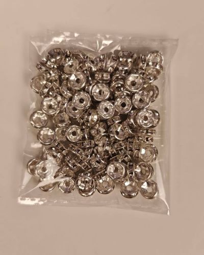 Rhinestone Rondelle Spacers Silver
