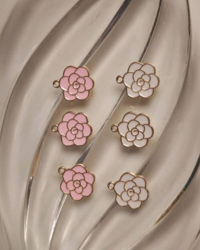 Pink & White Camellia Charms Mixed