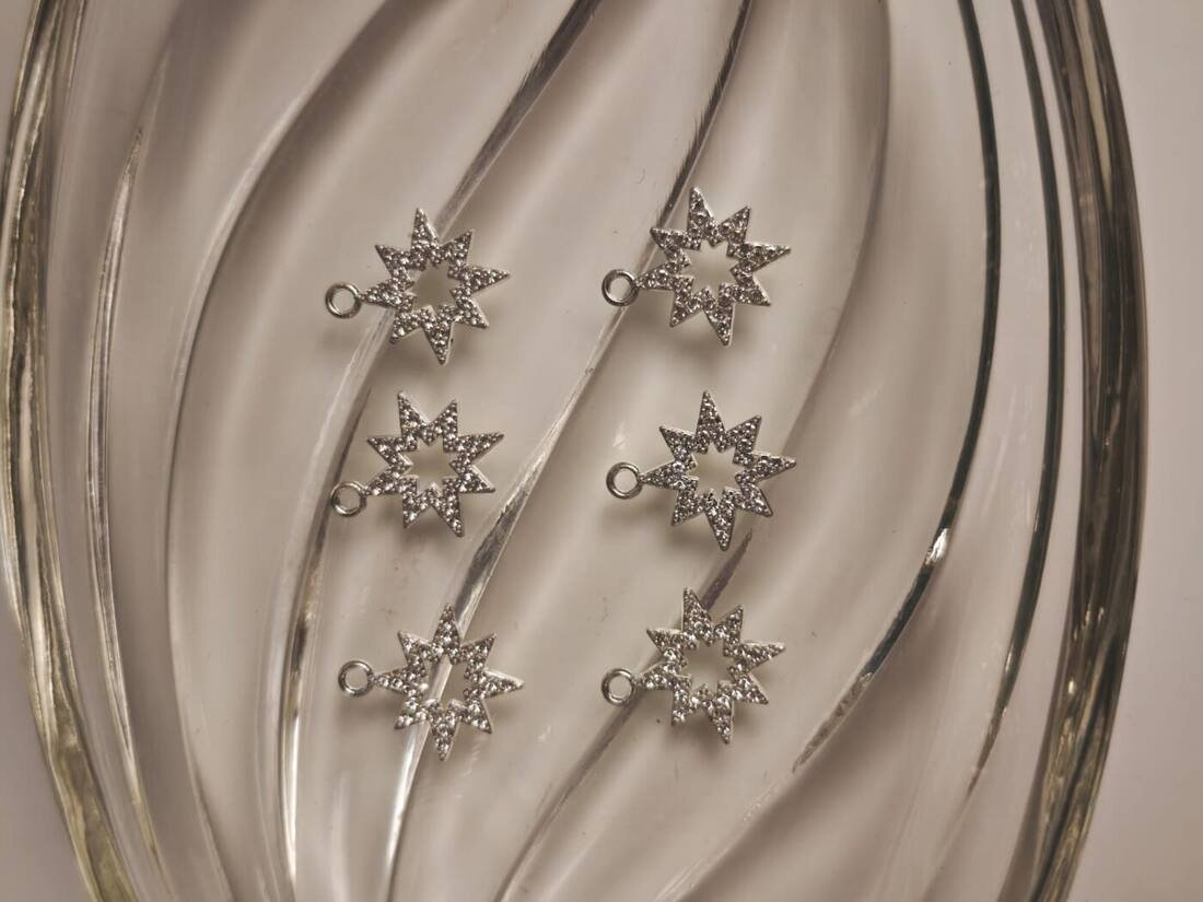 Silver Star Rhinestone Charms