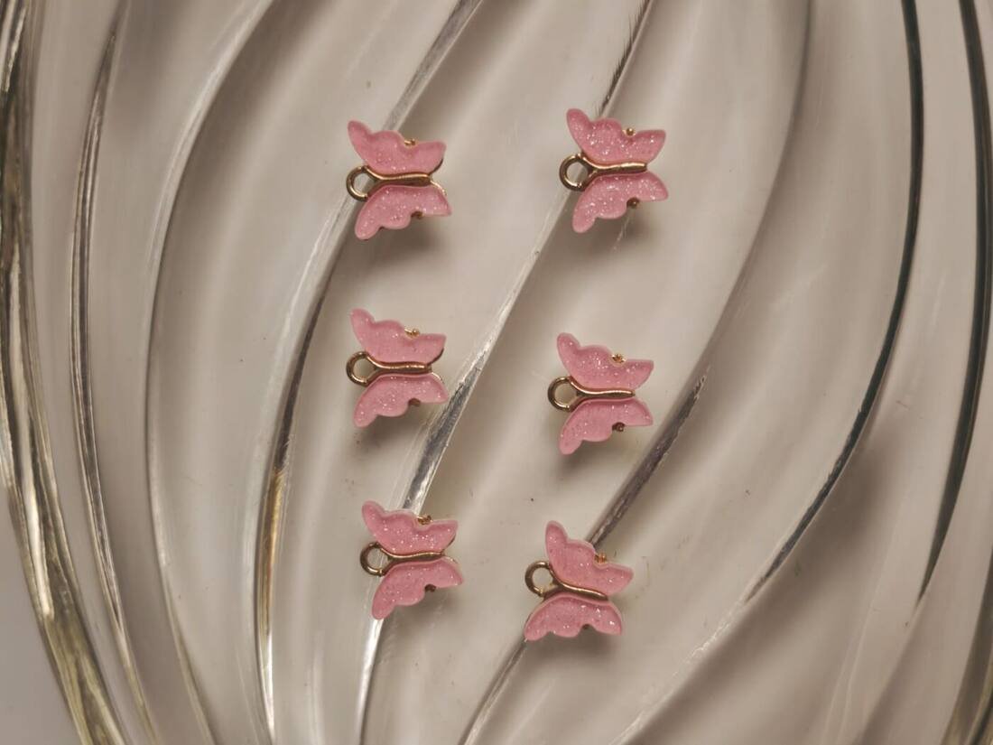 Pink Glitter Butterfly Charms