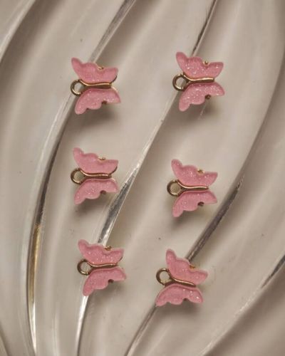 Pink Glitter Butterfly Charms