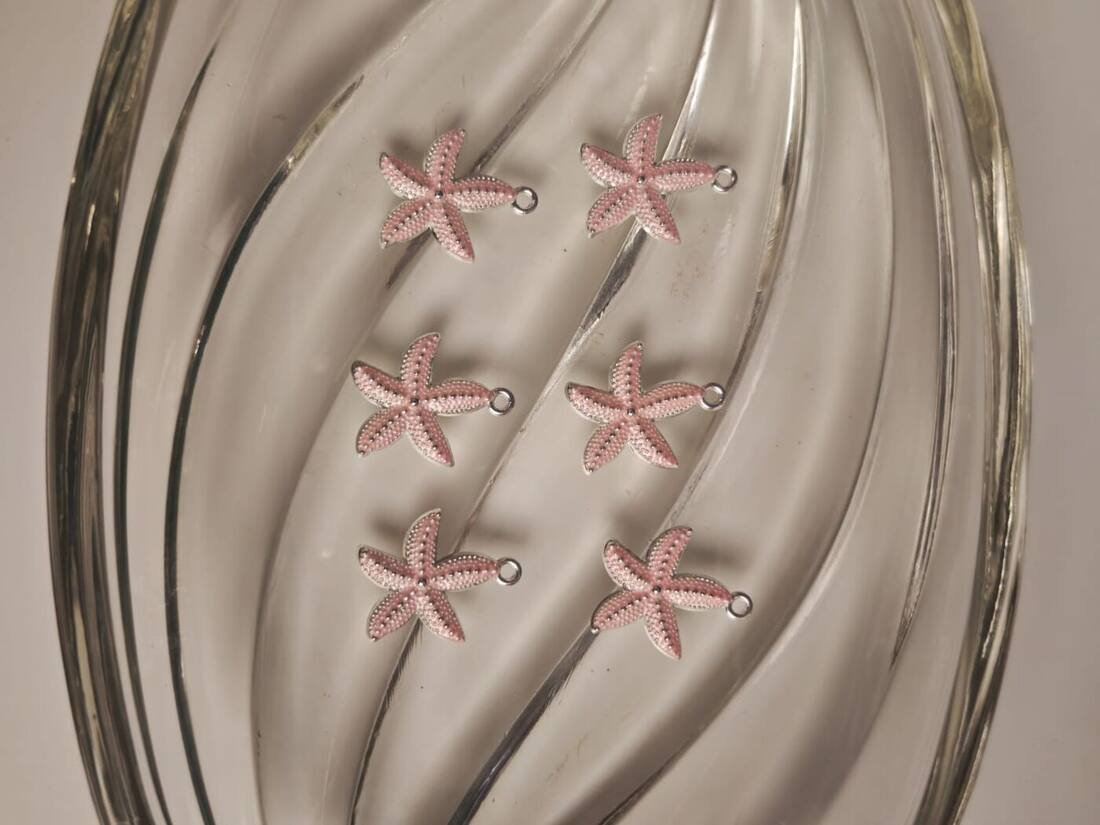 Pink Starfish Charms Silver Edge